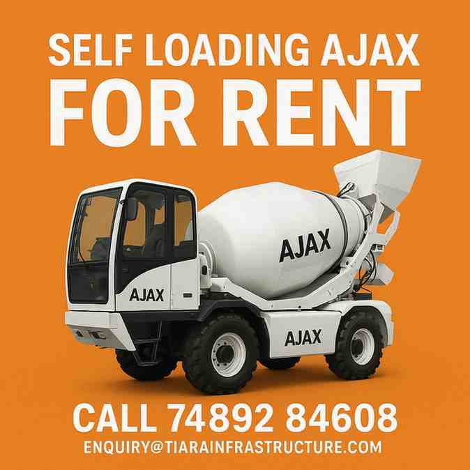 Self Loading Concrete Mixer on Rent in Odisha | Tiara Infrastructure Pvt Ltd
